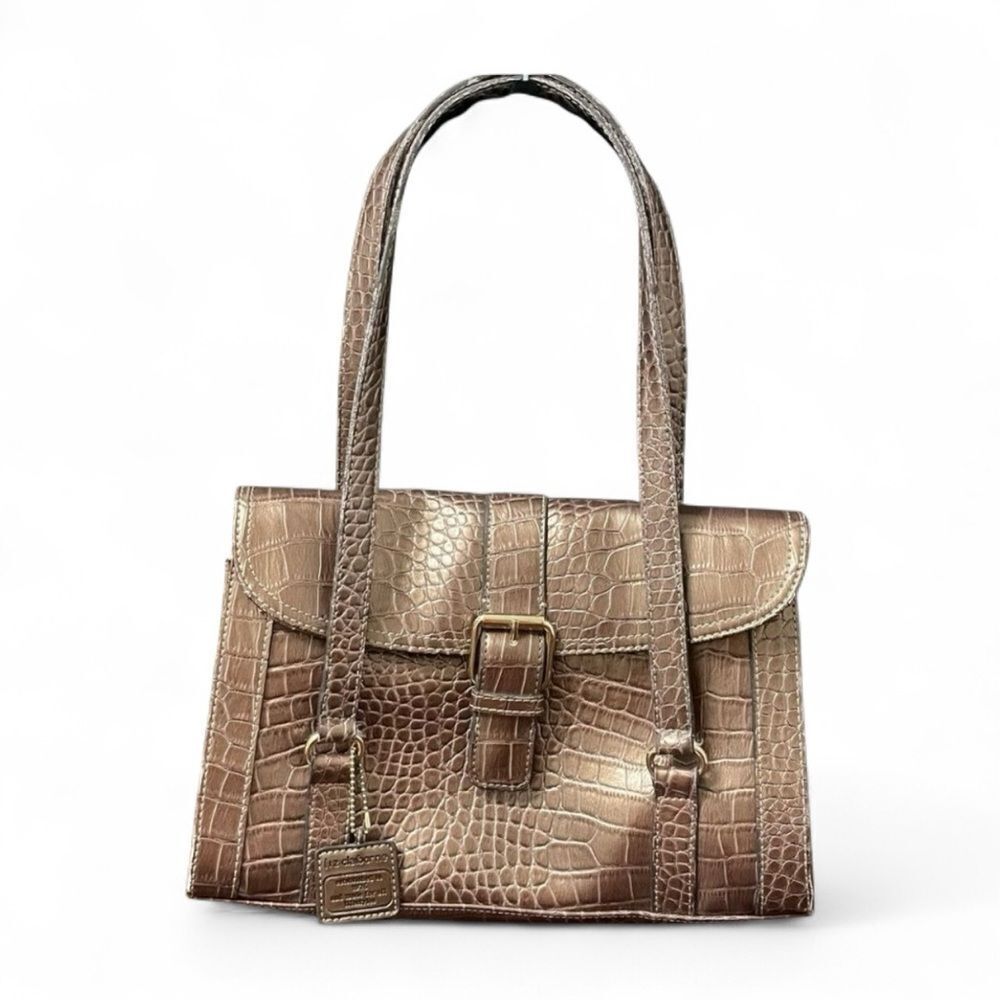 Liz Claiborne Bronze Alligator Embossed Design Handbag Purse